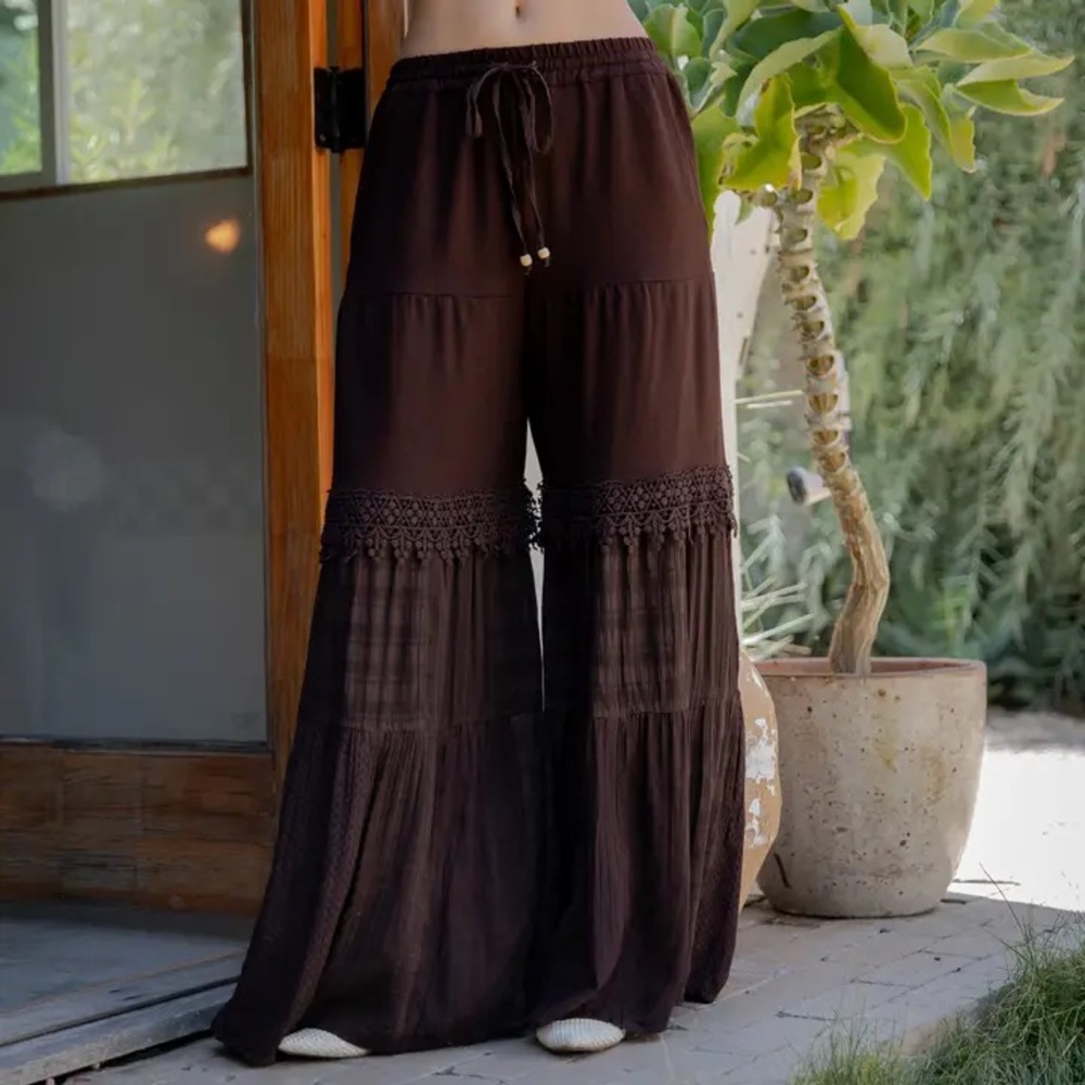 Bohemian Brown Wide-Leg Pants